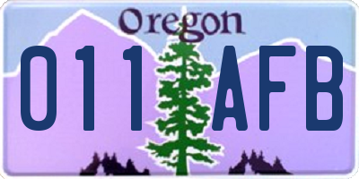 OR license plate 011AFB