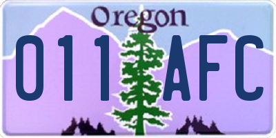 OR license plate 011AFC
