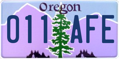 OR license plate 011AFE