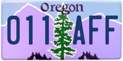 OR license plate 011AFF
