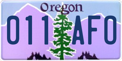 OR license plate 011AFO