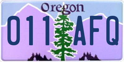 OR license plate 011AFQ