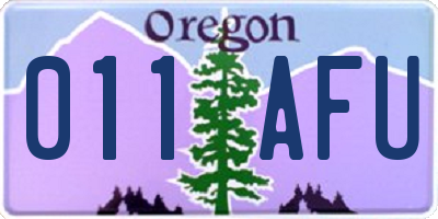 OR license plate 011AFU