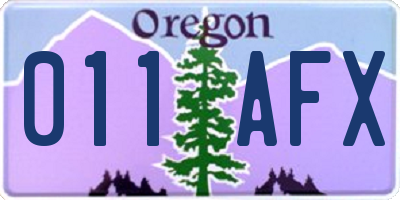 OR license plate 011AFX