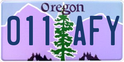 OR license plate 011AFY