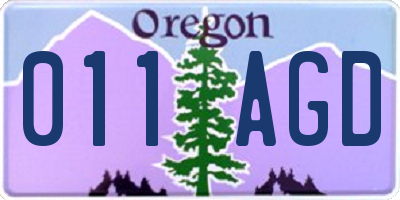 OR license plate 011AGD
