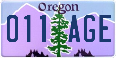 OR license plate 011AGE