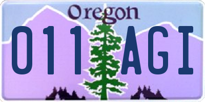 OR license plate 011AGI