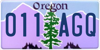 OR license plate 011AGQ