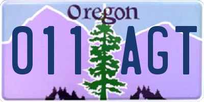 OR license plate 011AGT