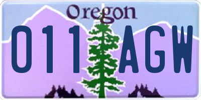 OR license plate 011AGW