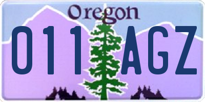 OR license plate 011AGZ