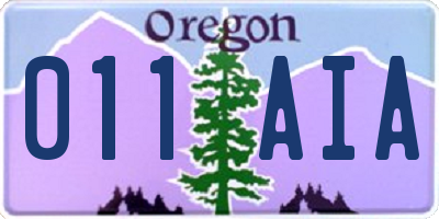 OR license plate 011AIA
