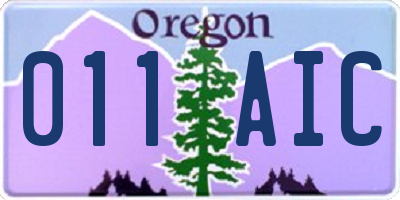 OR license plate 011AIC