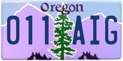 OR license plate 011AIG
