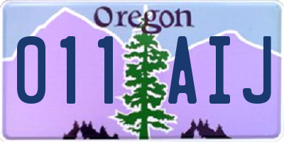 OR license plate 011AIJ