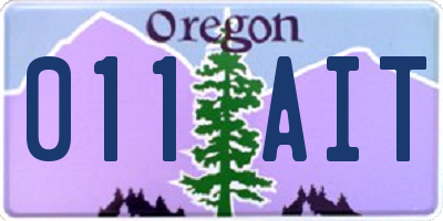 OR license plate 011AIT