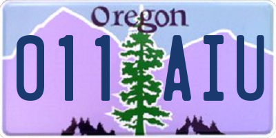 OR license plate 011AIU