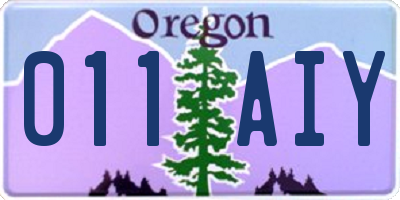 OR license plate 011AIY