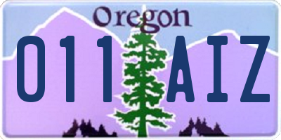 OR license plate 011AIZ
