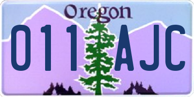 OR license plate 011AJC