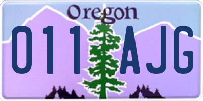 OR license plate 011AJG