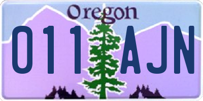 OR license plate 011AJN