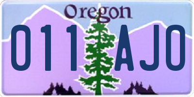 OR license plate 011AJO