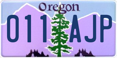 OR license plate 011AJP