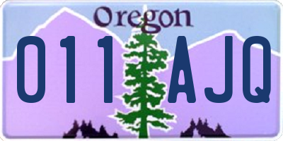 OR license plate 011AJQ