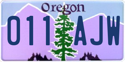OR license plate 011AJW