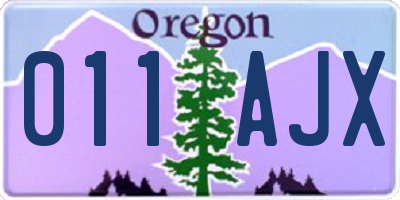 OR license plate 011AJX