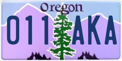 OR license plate 011AKA