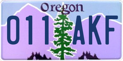 OR license plate 011AKF