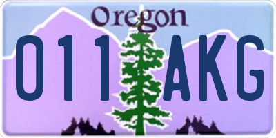 OR license plate 011AKG