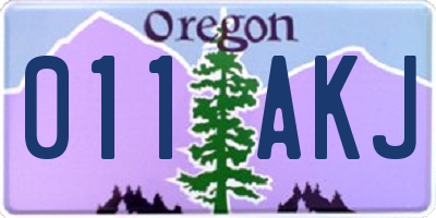 OR license plate 011AKJ