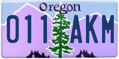 OR license plate 011AKM