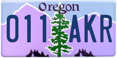 OR license plate 011AKR