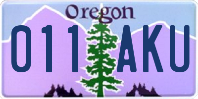 OR license plate 011AKU