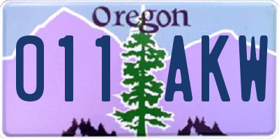 OR license plate 011AKW