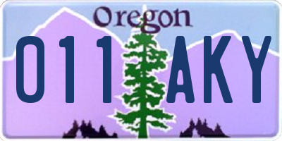 OR license plate 011AKY