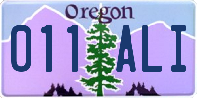 OR license plate 011ALI
