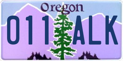 OR license plate 011ALK