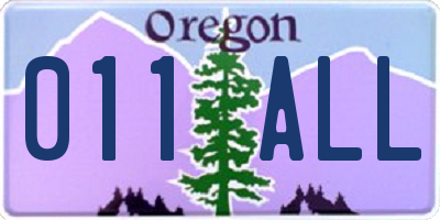OR license plate 011ALL