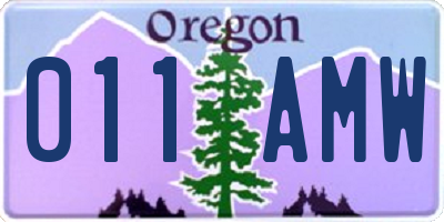 OR license plate 011AMW
