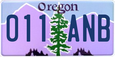 OR license plate 011ANB
