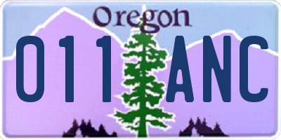 OR license plate 011ANC