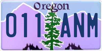 OR license plate 011ANM