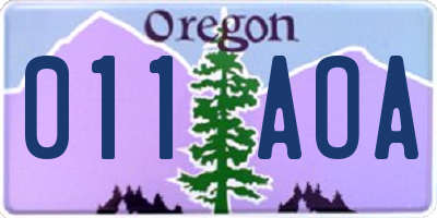 OR license plate 011AOA