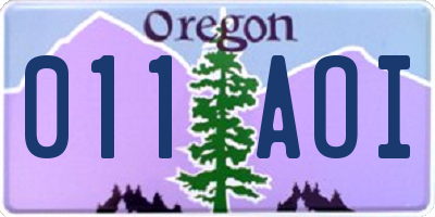 OR license plate 011AOI